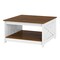 White - Brown Square Farmhouse Coffee Table Storage Shelf for Living Room